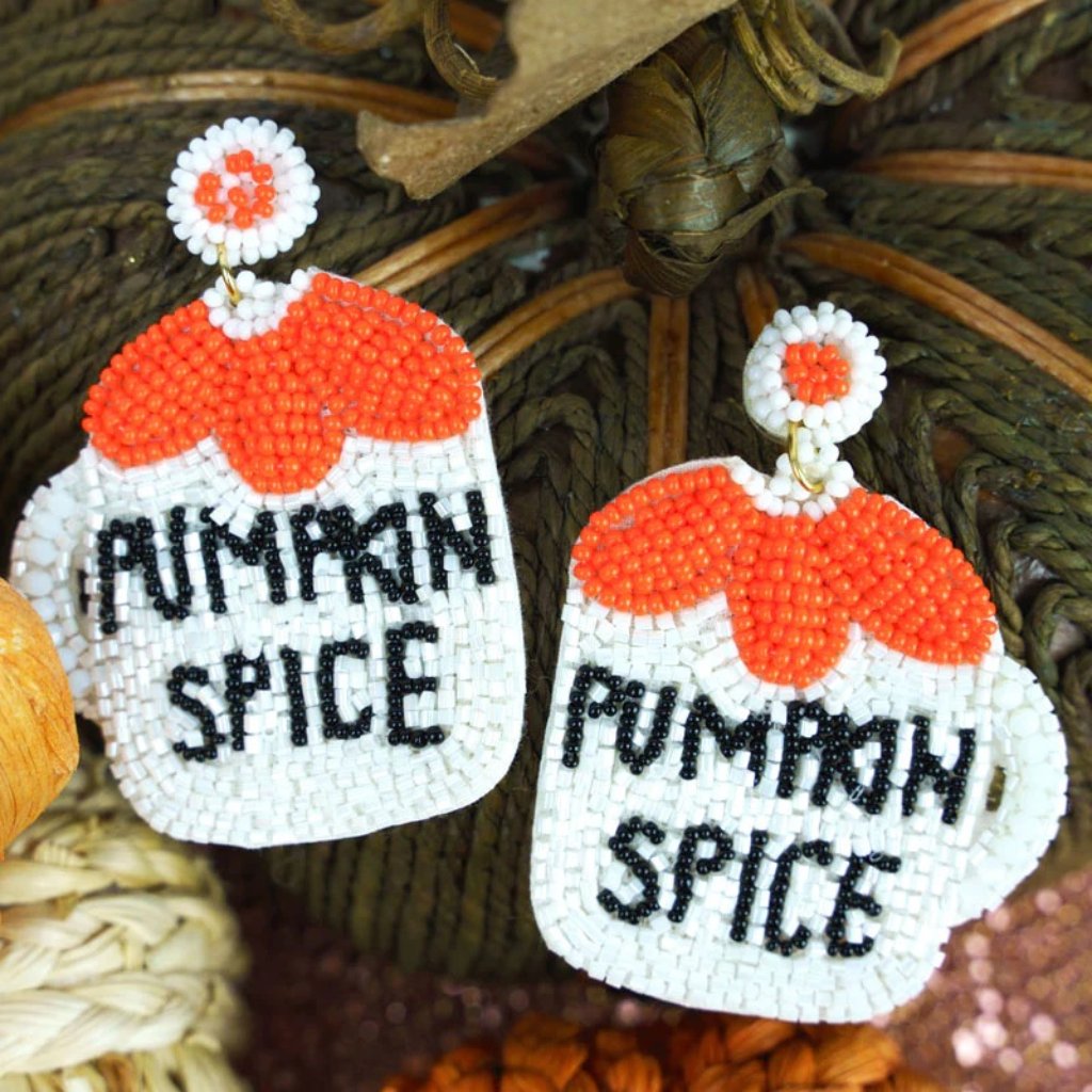 One Blessed Nana Pumpkin Spice Earrings - Orange And White